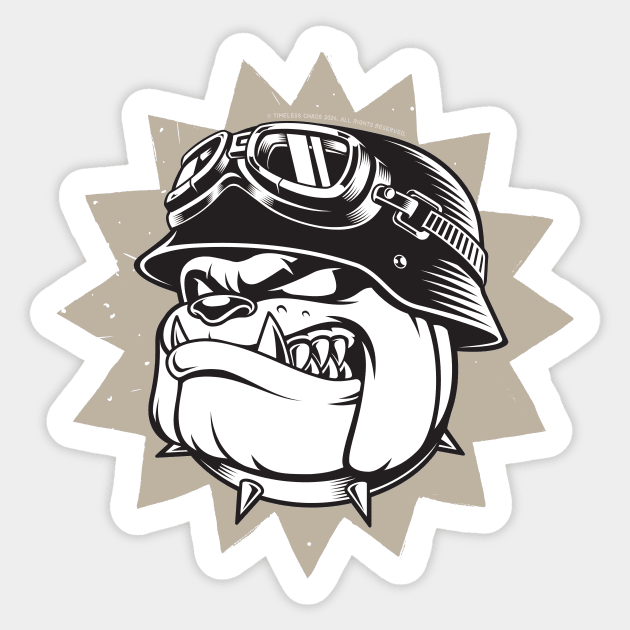 Rebel Bulldog Motorcycle Design Sticker by Timeless Chaos